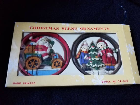 Handpainted Wooden Vintage Christmas Ornaments