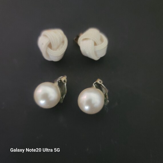 White Knot and Pear Earrings