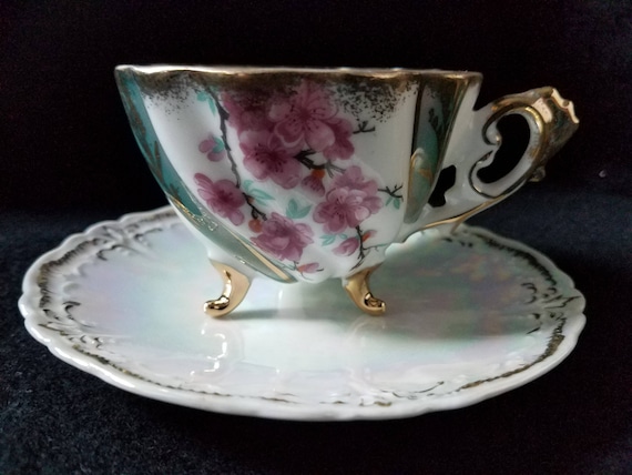 Weimar Germany Bone China Iridescent Teacup and Saucer