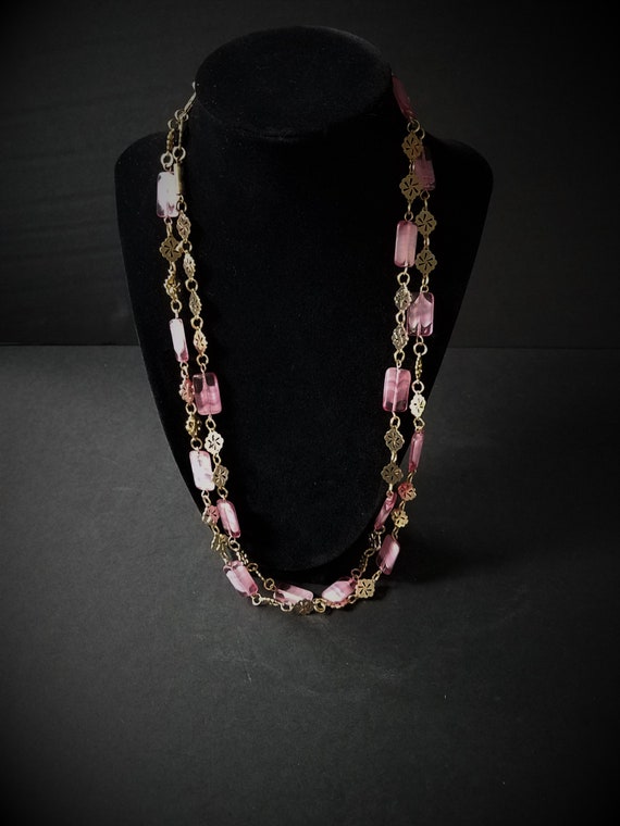 Pink and Gold Vintage Necklace - image 1