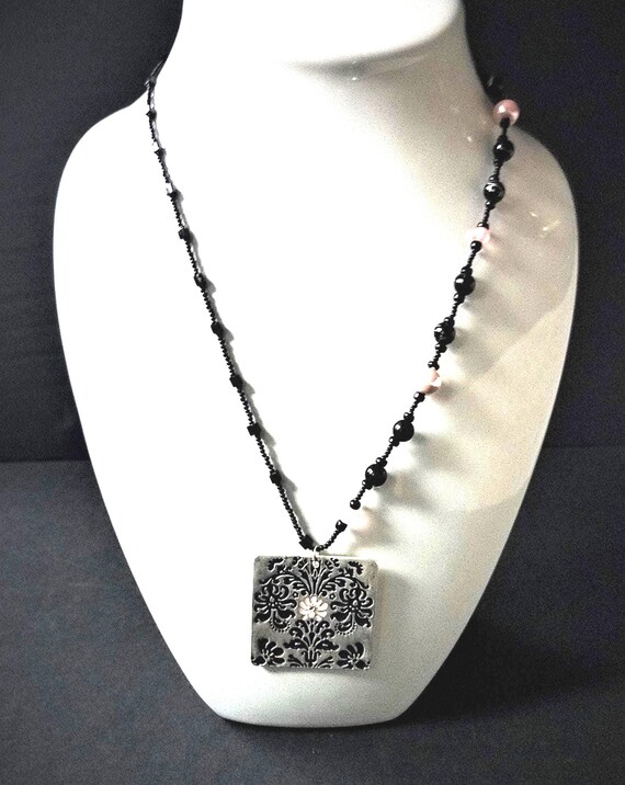 Silver, Black & Pink Necklace