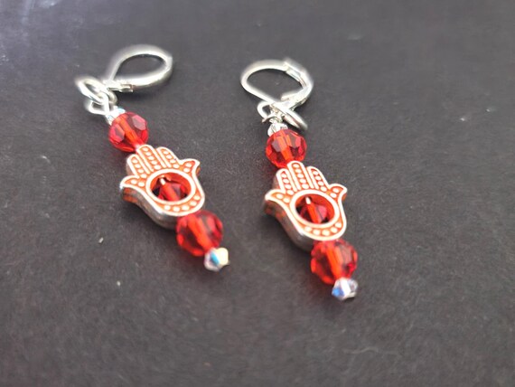 Orange Hamsa Earrings