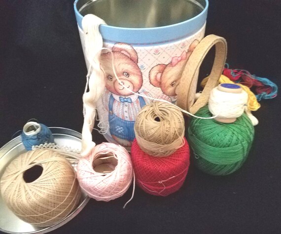 Cotton Thread in Vintage Cookie Tin