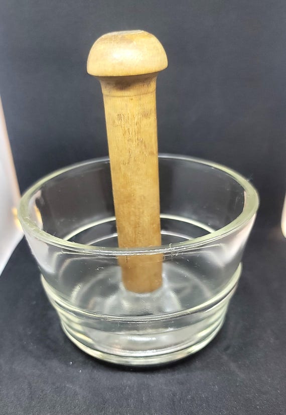 Fleur de Lis Glass Butter Press, 3.25 Tall, 1880-1920