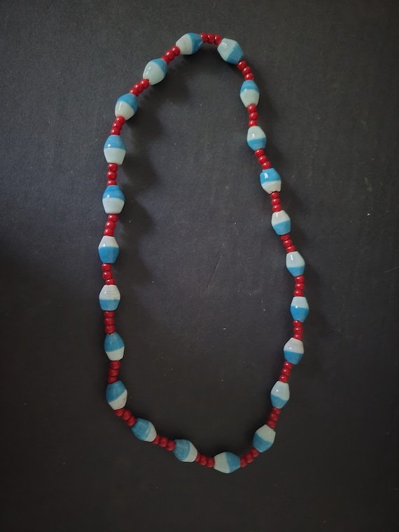 Vintage Red, White and Blue Necklace