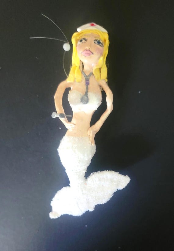 Hanging Nurse Mermaid One of a Kind Sculpture