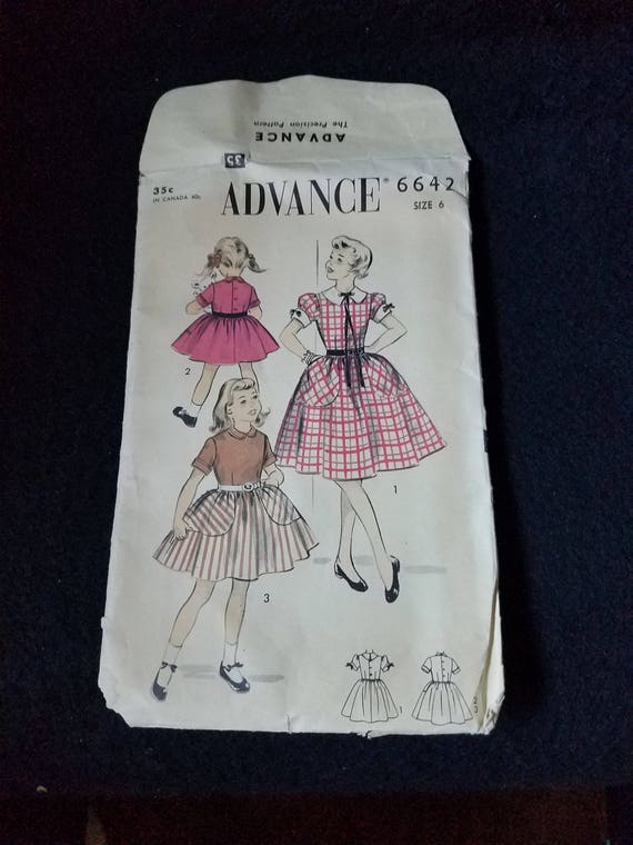 1954 Advance Girls Dress Pattern 6642