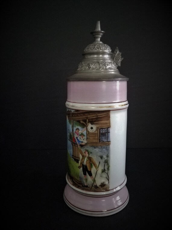 Antique Lithopane German Stein