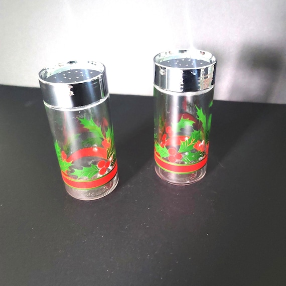 Libby Glass Holly and Berries Salt and Pepper Shakers