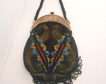 Art Deco Beaded Bag with Bakelite Frame
