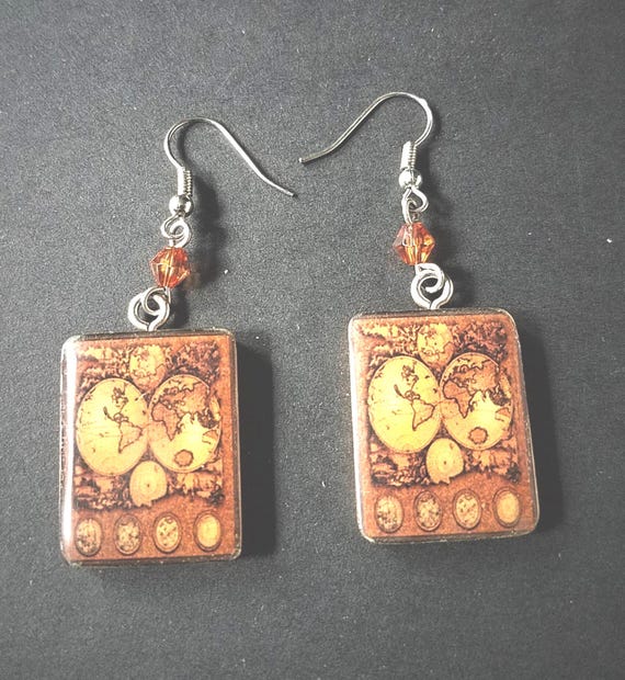 Old World Map Earrings