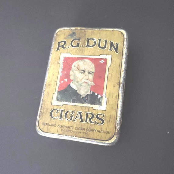 R G Dun Tin Cigar Box Antique