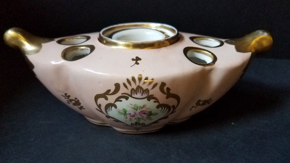Limoges Hand Painted Inkwell and Pen Holder