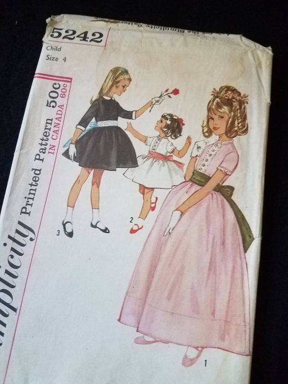 Fancy Vintage Girls Dress Simplicity Pattern 5242