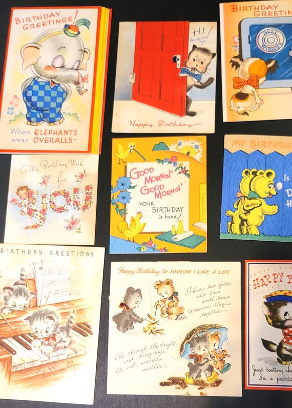 Vintage Birthday Cards Set of 10