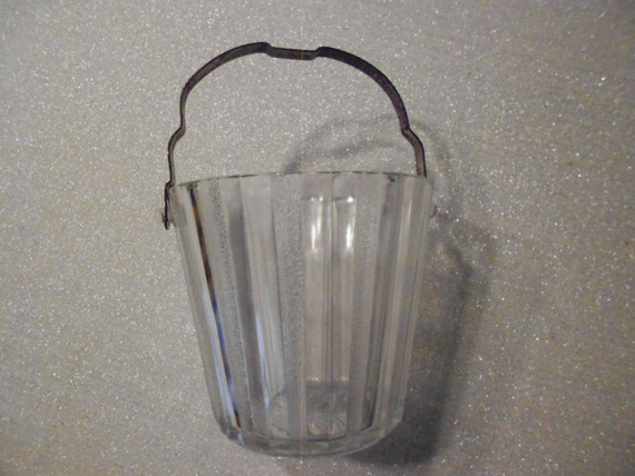 Mid Century Paneled Glass Ice Bucket