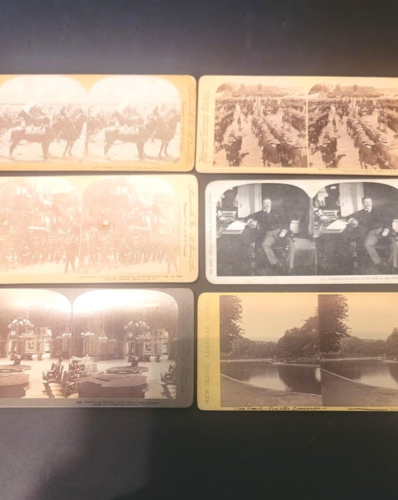 Set of 6 Stereographs  including 2 Presidents