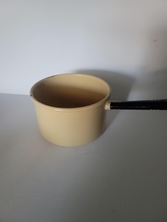 Yellow and black Enamelware Pot