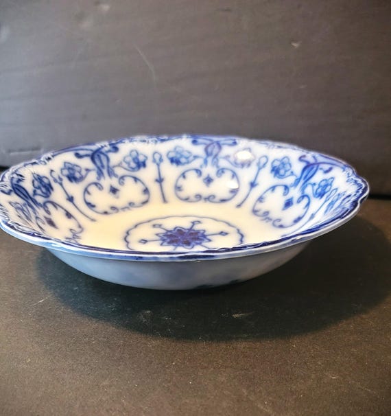 Antique New Wharf Flow Blue Conway Soup Bowl