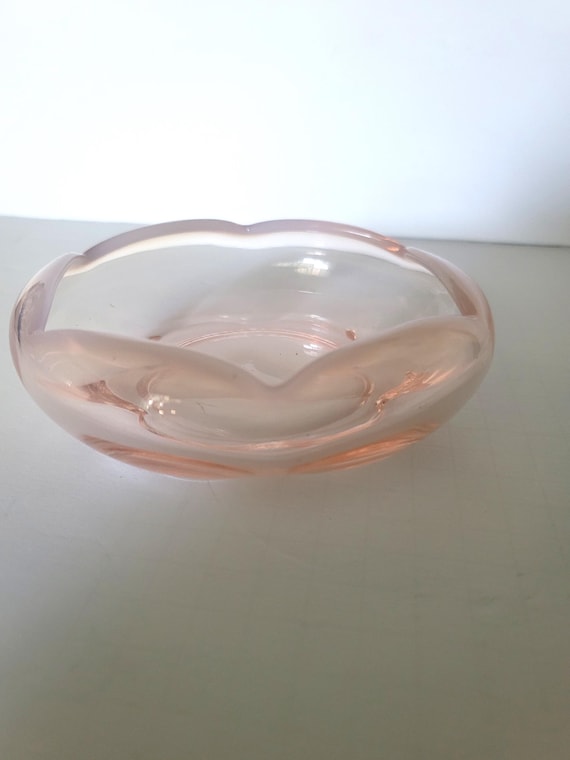 Pink Flower Petal Bowl Handblown Murano