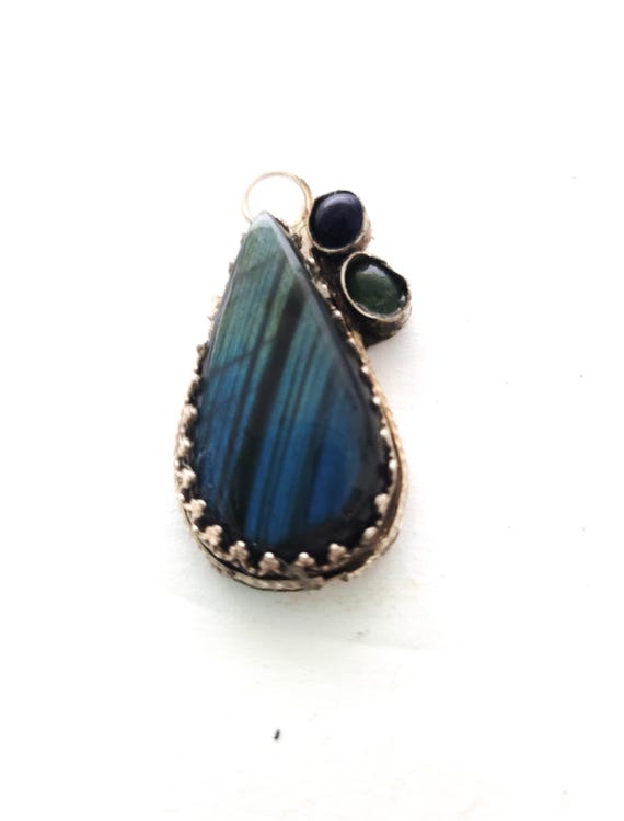 Labrodite and Lapis Pendant