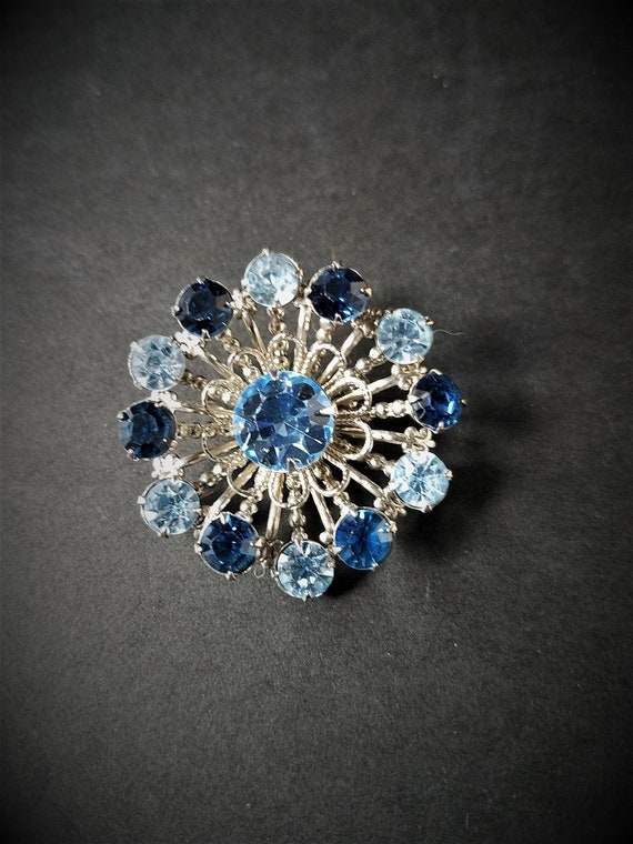 Vintage Blue Rhinestone Brooch