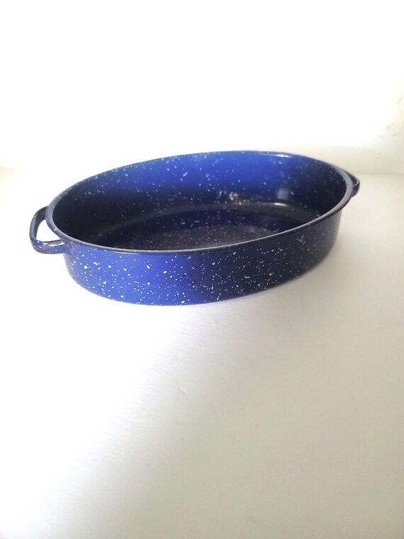 Blue Vintage Graniteware Roasting Pan
