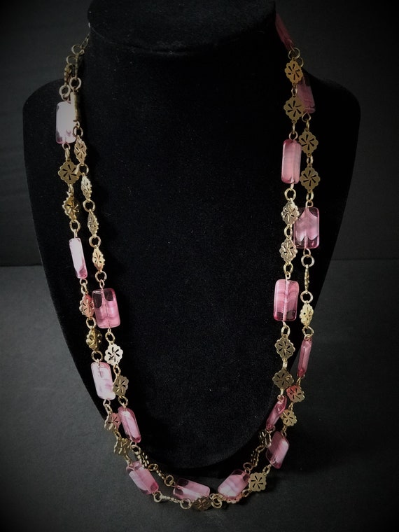 Pink and Gold Vintage Necklace - image 2