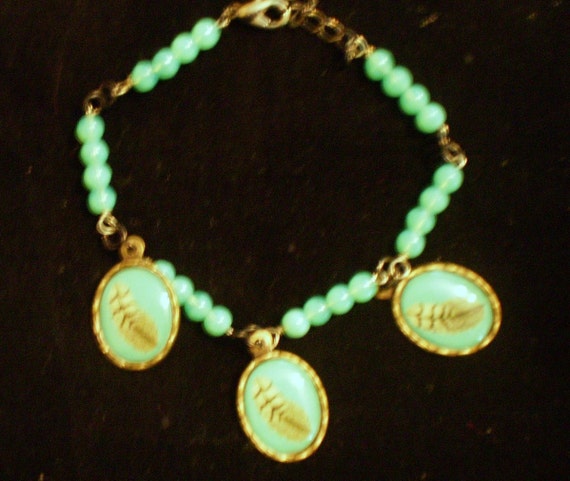 Bracelet with Feathers and Vintage Beads