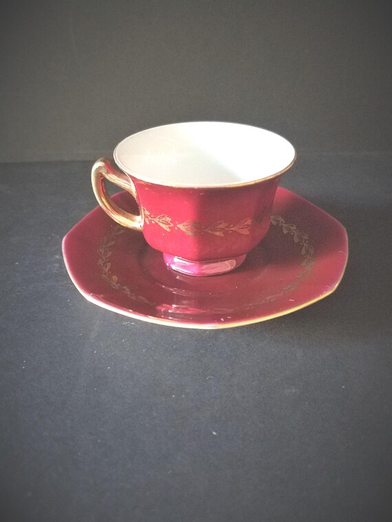 AJ Co Demitasse Tea Cup and Saucer made in Czechoslovakia