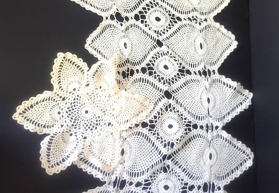 Ivory Thread Doilies, Hand Crocheted, Pinecone Pattern #6