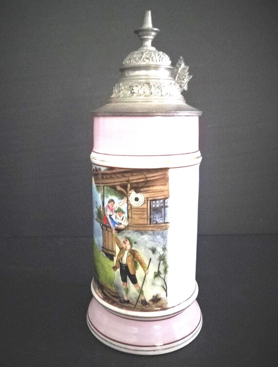 Antique Lithopane German Stein