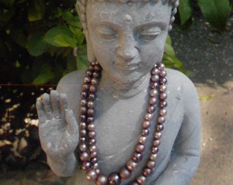 Mauve Glass Pearl Double Necklace