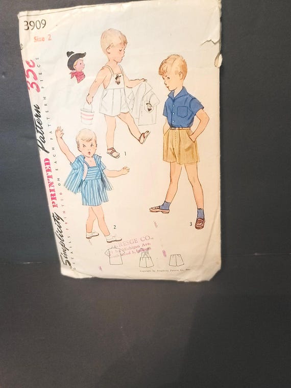 Simplicity Vintage Pattern 3909 Boys 1960s
