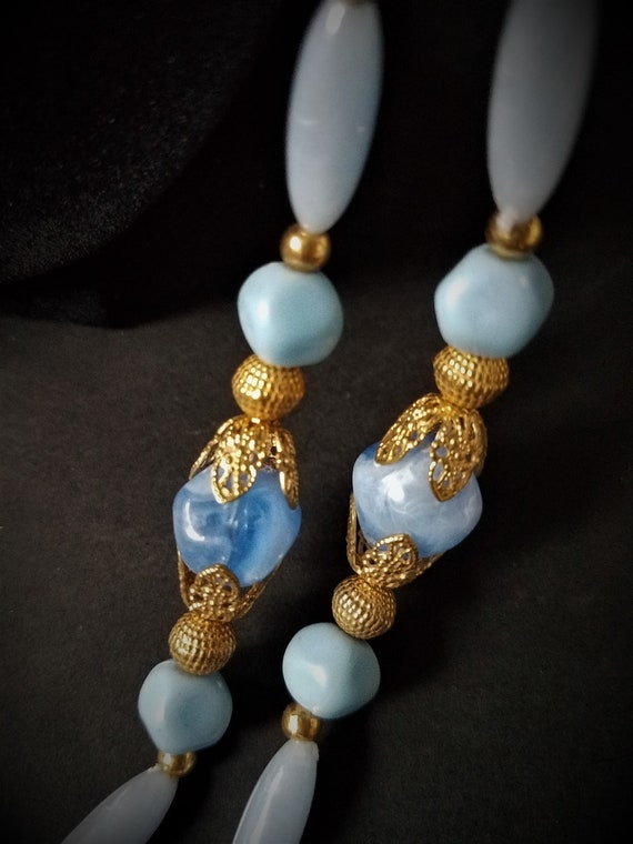 Light Blue and Gold Vintage Necklace - image 3