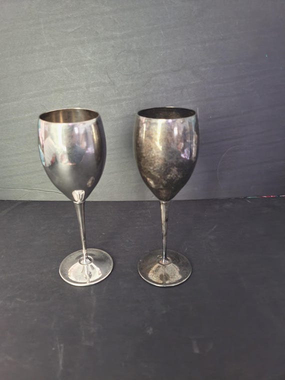 El Uberti Silverplate Italian Wine Glass Pair