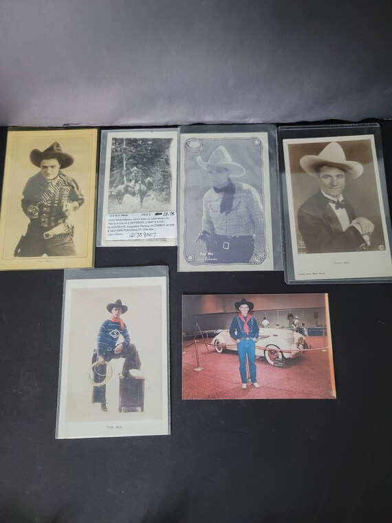 Set of 7 Tom Mix Postcards and Photo's