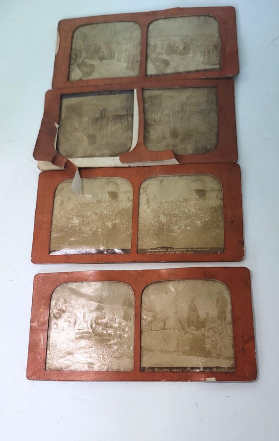 Antique French Tissue Stereographs Holy Land