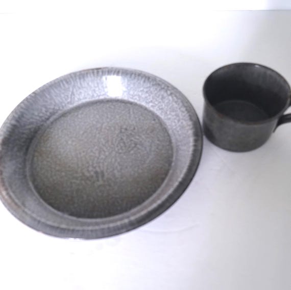 Enamelware Plate and Cup 1920s
