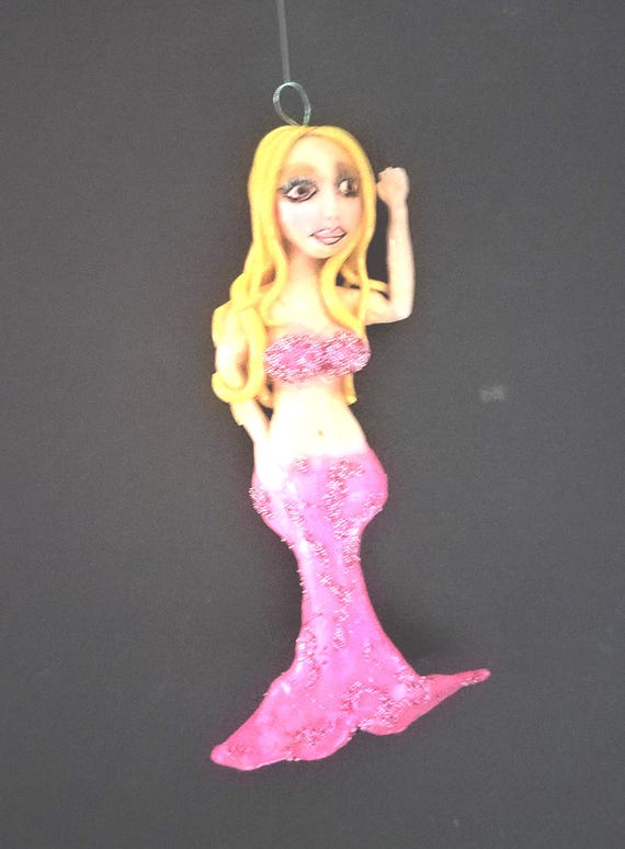 Pink and Blond Mermaid Sculpture