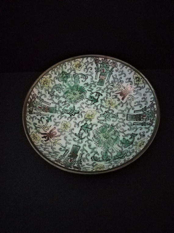 Chinese Porcelain Bowl Encased in Pewter