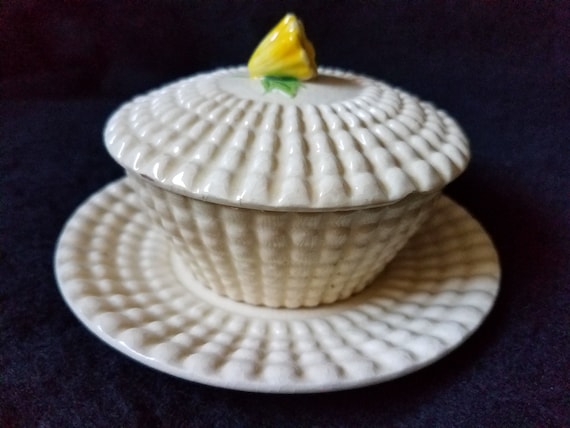 Maruhon Hobnail Sugar Bowl 1920s Japan