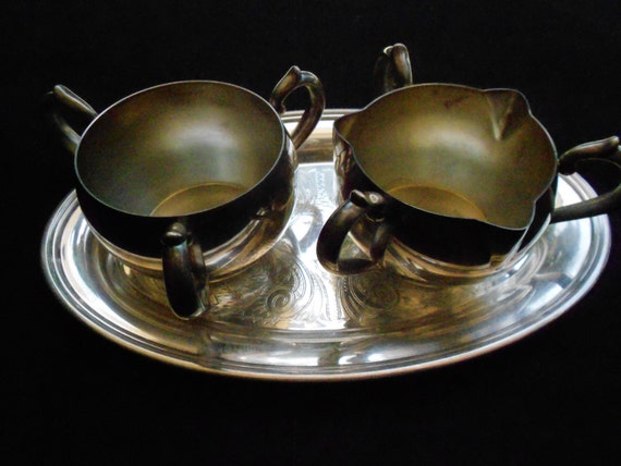 Oneida Ltd/ Creamer Sugar Set/ Tray/ Silverplate