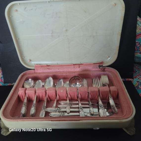 Community Silverplate White Orchid with Bakelite case