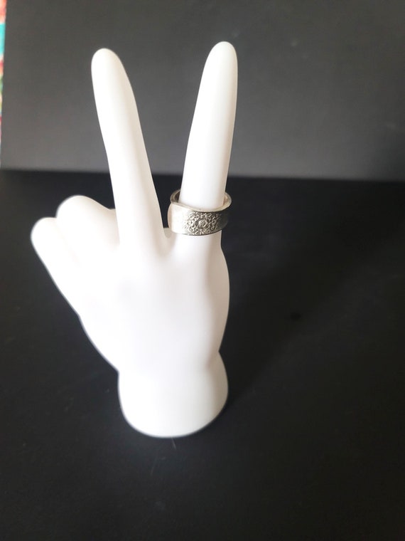 Silverplate Spoon Ring with Floral Design Vintage Community (Oneida)