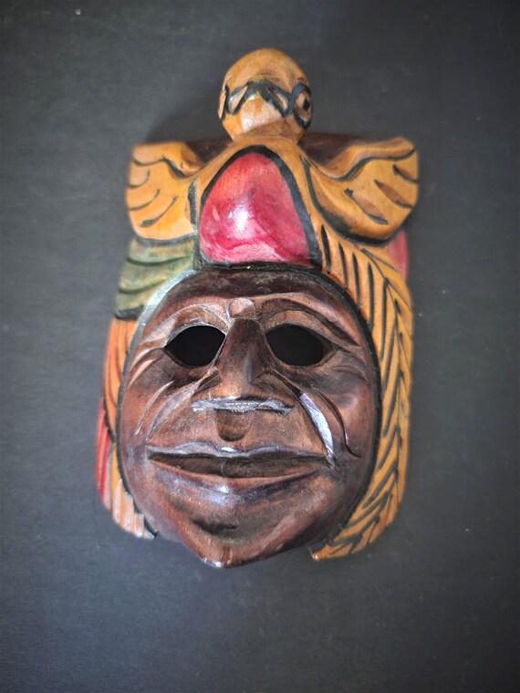 Vintage Hand Carved Mayan Quetzal Bird Mask