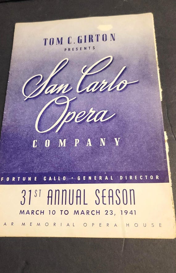 San Carlo Opera Company playbook 1941