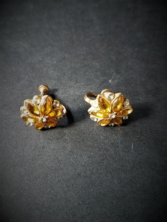 1950s Brass Screw On Earrings