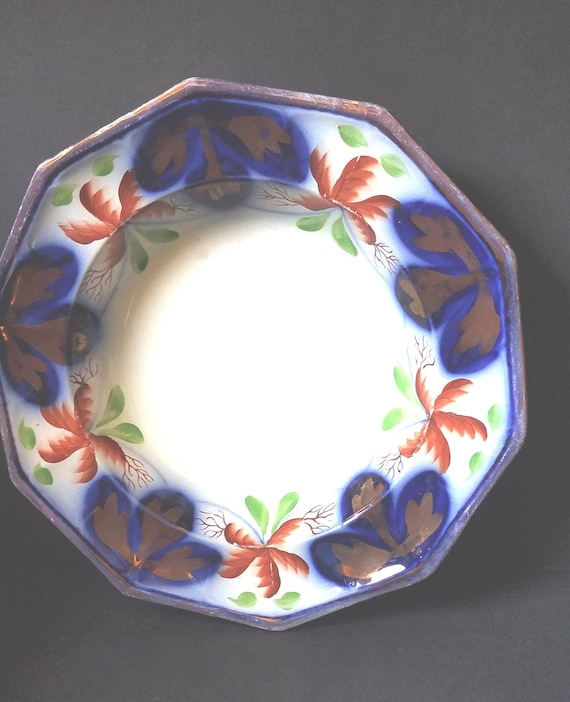 Antique Ironstone Handpainted Cobalt Blue