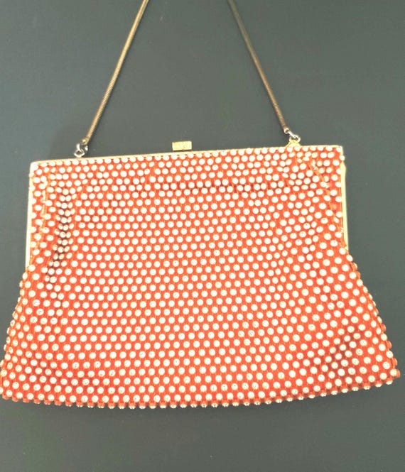 Bonwit Teller Tangerine & Rhinestone Evening Purse